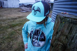Teal and charcoal symbol snapback