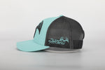 Teal and charcoal symbol snapback