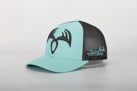 Teal and charcoal symbol snapback